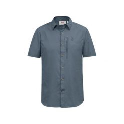 Fjällräven Abisko Hike Shirt SS M, Zmierzch | 042 | M. Koszule męskie Fjällräven, m, bez wzorów, ze skóry, bez kołnierzyka, z krótkim rękawem. W wyprzedaży za 480,08 zł.