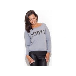 Bluza K203 Szary. Szare bluzy damskie marki KATRUS, m, z napisami, z bawełny, z długim rękawem, długie, bez kaptura. Za 99,00 zł.