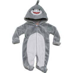 Śpioszki "Shark" w kolorze szarym. Szare śpiochy niemowlęce Just Too Cute, z aplikacjami. W wyprzedaży za 42,95 zł.