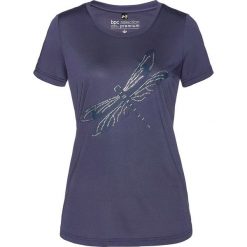 Shirt z modalu bonprix jagodowo-srebrny metaliczny. Niebieskie koszulki damskie bonprix, bez wzorów, bez kołnierzyka, bez rękawów. Za 109,99 zł.