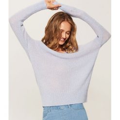 Sweter o drobnym splocie - Niebieski. Niebieskie swetry klasyczne damskie marki House, l, ze splotem. Za 49,99 zł.