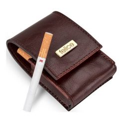 Skórzane damskie etui na papierosy Felice FA14 standard bordowe - bordowy. Czerwone etui damskie Felice, z materiału. Za 29,99 zł.