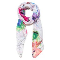 Desigual Damski Szal Foul Logomotion, Biały. Białe szaliki damskie Desigual, bez wzorów. Za 149,00 zł.