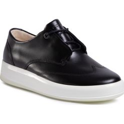 Półbuty ECCO - Soft 9 24385301001 Black. Czarne półbuty damskie ecco, na co dzień, bez wzorów, ze skóry, bez obcasa, na płaskiej podeszwie, bez zapięcia. W wyprzedaży za 559,00 zł.