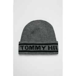 Tommy Hilfiger - Czapka. Szare czapki męskie marki TOMMY HILFIGER, na zimę, z wełny. W wyprzedaży za 129,90 zł.