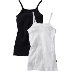 Bluzki dziewczęce bawełniane: Top (2 szt.) bonprix czarny + biały