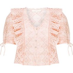 Top LOVESHACKFANCY KIM. Różowe topy damskie LoveShackFancy, bez wzorów, z bawełny, z falbankami. W wyprzedaży za 964,00 zł.