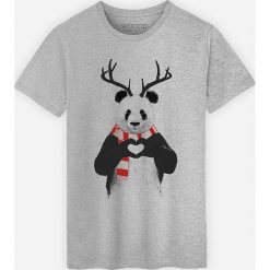 Koszulka "Panda" w kolorze szarym. Szare koszulki damskie Wooop, na co dzień, xl, z nadrukiem, z bawełny, z okrągłym kołnierzem, bez rękawów. W wyprzedaży za 59,95 zł.