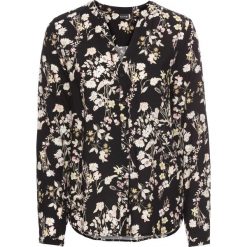 Bluzka z nadrukiem bonprix czarny w kwiaty. Czarne koszulki damskie bonprix, z nadrukiem, eleganckie, z dekoltem w serek, bez rękawów. Za 79,99 zł.