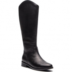 Oficerki KAZAR - Disa 34660-01-00 Black. Czarne buty zimowe damskie Kazar, ze skóry, przed kolano, na wysokim obcasie. Za 869,00 zł.