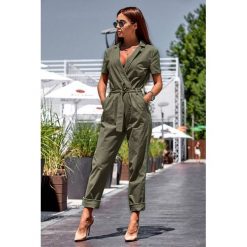 Kombinezon BIRMA GREEN. Zielone kombinezony damskie Kombinezon BIRMA GREEN, s, bez wzorów, bez kołnierzyka, bez rękawów. W wyprzedaży za 99,00 zł.