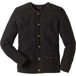 Swetry klasyczne męskie: Sweter rozpinany w ludowym stylu Regular Fit bonprix antracytowy melanż