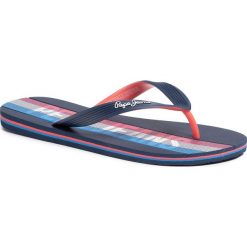 Japonki PEPE JEANS - Hawi Mark PMS70088 Marine 585. Niebieskie klapki męskie Pepe Jeans, z jeansu, bez zapięcia. W wyprzedaży za 69,00 zł.