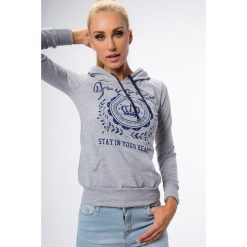 Jasnoszara bluza z kapturem 0126. Szare bluzy damskie Fasardi, xl, bez wzorów, bez rękawów, z kapturem. Za 39,00 zł.