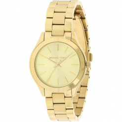 Zegarek kwarcowy "Mini Slim Runway" w kolorze złotym. Żółte, analogowe zegarki damskie Michael Kors, ze stali. W wyprzedaży za 454,95 zł.