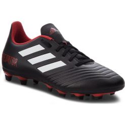 Buty adidas - Predator 18.4 Fxg DB2007 Cblack/Ftwwht/Red. Czarne buty sportowe męskie Adidas, ze skóry ekologicznej, bez zapięcia, do piłki nożnej. W wyprzedaży za 189,00 zł.