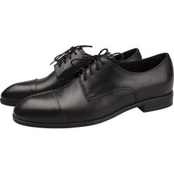 Buty Czarne Harrington. Czarne buty wizytowe męskie LANCERTO, ze skóry, z otwartym noskiem, bez zapięcia. W wyprzedaży za 299,90 zł.