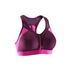 Stanik do biegania GRANDES TAILLES ZIP. Różowe biustonosze marki KALENJI, z elastanu. Za 79,99 zł.
