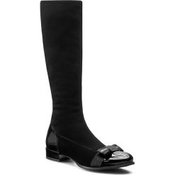 Kozaki SAGAN - 2597/1 Czarna Lycra/Czarny Lakier. Czarne kozaki damskie Sagan, ze skóry, bez obcasa, na obcasie, bez zapięcia. Za 289,00 zł.