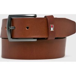 Tommy Hilfiger - Pasek skórzany. Pomarańczowe paski męskie marki TOMMY HILFIGER, w paski, ze skóry. Za 179,90 zł.
