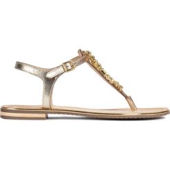 Geox Sozy Plus Sandały Złoty. Żółte sandały damskie Geox, w paski, ze skóry, bez obcasa, z paskami. Za 395,95 zł.