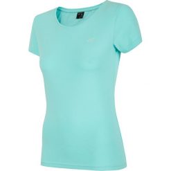 T-shirt damski TSD300 - mięta. Szare t-shirty damskie 4f, bez wzorów, bez kołnierzyka. Za 29,99 zł.