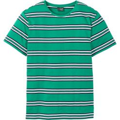 T-shirt Regular Fit bonprix zielony w paski. Zielone koszulki męskie bonprix, s, w paski, z okrągłym kołnierzem. Za 27,99 zł.