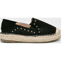 Answear - Espadryle Erynn. Czarne espadryle damskie ANSWEAR, bez wzorów, z gumy, bez obcasa, na obcasie. W wyprzedaży za 59,90 zł.