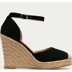 Answear - Espadryle Lannod. Czarne koturny damskie ANSWEAR, z okrągłym noskiem, bez obcasa, na obcasie, na klamry. Za 129,90 zł.