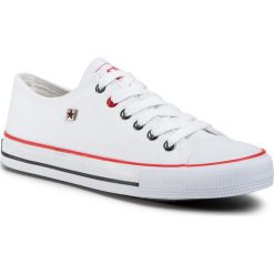 Trampki BIG STAR - T274022 101 White. Białe półbuty damskie BIG STAR, na co dzień, bez wzorów, z gumy, retro, bez obcasa, na płaskiej podeszwie, bez zapięcia. Za 99,00 zł.