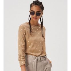 Lekki sweter w groszki - Beżowy. Brązowe swetry damskie Sinsay, s, w grochy, bez rękawów, bez kaptura. Za 49,99 zł.