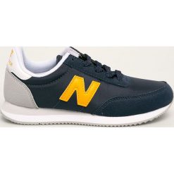New Balance - Buty dziecięce YC720NBY. Niebieskie trampki chłopięce New Balance, bez wzorów, z gumy, sportowe, z okrągłym noskiem, bez zapięcia. Za 229,90 zł.
