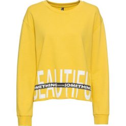 Bluza dresowa bonprix żółty kanarkowy z nadrukiem. Żółte bluzy damskie bonprix, z nadrukiem, z dresówki. Za 74,99 zł.