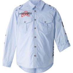 Koszula z długim rękawem bonprix jasnoniebieski melanż. Niebieskie koszule chłopięce marki bonprix, z nadrukiem, eleganckie, z klasycznym kołnierzykiem, z długim rękawem, długie. Za 59,99 zł.