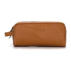 Elegancka skórzana kosmetyczka Solier SZETLAND. Brązowe kosmetyczki męskie Solier, bez wzorów, ze skóry, eleganckie. Za 179,00 zł.