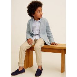 Mango Kids - Spodnie dziecięce Bran 110-164 cm. Szare spodnie chłopięce Mango Kids, bez wzorów, z bawełny, casualowe. Za 89,90 zł.