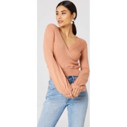 Minkpink Kopertowy top z dzianina Laura - Orange. Pomarańczowe topy damskie MINKPINK, bez wzorów, z dzianiny, bez kołnierzyka. Za 181,95 zł.