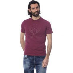 T-shirt w kolorze bordowym. Czerwone t-shirty męskie Frankie Morello, m, bez wzorów, z bawełny, casualowe, z okrągłym kołnierzem. W wyprzedaży za 139,95 zł.