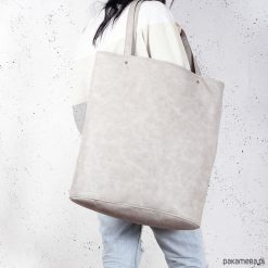 Mega Shopper torba beżowa na zamek. Brązowe shopper bag damskie Pakamera. Za 170,00 zł.