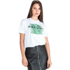 Replay Koszulka Biały. Białe koszulki damskie Replay, s, z nadrukiem, z bawełny, bez kołnierzyka. Za 309,95 zł.
