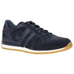 Buty sportowe męskie: Skórzane buty sportowe w kolorze granatowym