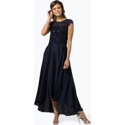 Swing - Damska sukienka wieczorowa, niebieski. Niebieskie sukienki damskie Swing, w koronkowe wzory, z satyny, wizytowe, bez kołnierzyka, bez rękawów. Za 719,95 zł.