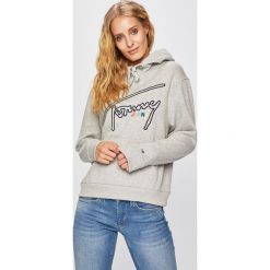 Tommy Jeans - Bluza. Szare bluzy damskie Tommy Jeans, s, z nadrukiem, z bawełny, bez rękawów, z kapturem. W wyprzedaży za 259,90 zł.