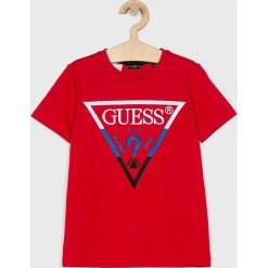 Guess Jeans - T-shirt dziecięcy 118-175 cm. Czerwone t-shirty chłopięce Guess Jeans, z nadrukiem, z elastanu, bez rękawów. W wyprzedaży za 69,90 zł.