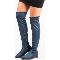 NIEBIESKIE ZAMSZOWE MUSZKIETERKI. Niebieskie buty zimowe damskie SUPER ME, z zamszu. Za 109,90 zł.
