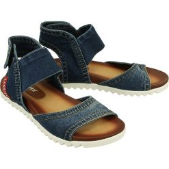 LANQIER 42C108 jeans, sandały damskie. Sandały damskie Lanqier, bez wzorów, z jeansu, bez obcasa, bez zapięcia. Za 189,90 zł.