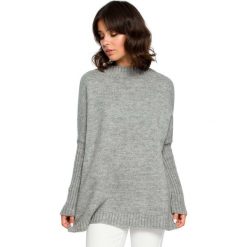 Szary Oversizowy Sweter z Niewielką Stójką. Szare golfy damskie Molly.pl, uniwersalny, prążkowane. Za 119,90 zł.