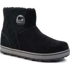 Śniegowce SOREL - Glacy Short LL5195 Black/Shark. Czarne kozaki damskie Sorel, na zimę, ze skóry, na niskim obcasie, bez zapięcia. Za 499,00 zł.