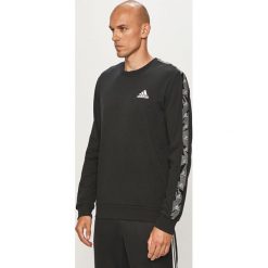 Adidas - Bluza. Czarne bluzy męskie Adidas, s, z nadrukiem, z bawełny, z okrągłym kołnierzem, bez rękawów, bez kaptura. Za 229,90 zł.