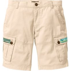 Bermudy bojówki Loose Fit bonprix beżowy. Szare spodenki i szorty męskie bonprix, m, bez wzorów. Za 109,99 zł.